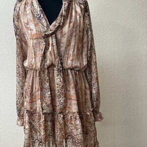 Gold Shiny Sheer Arms Miss Me Dress Size Large PHENOMENAL!